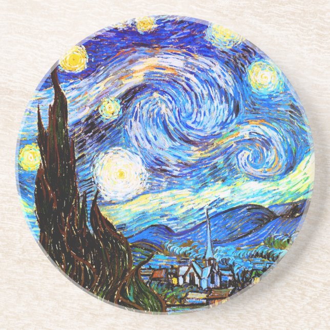 Starry Night Van Gogh Fine Art Underlägg (Framsidan)