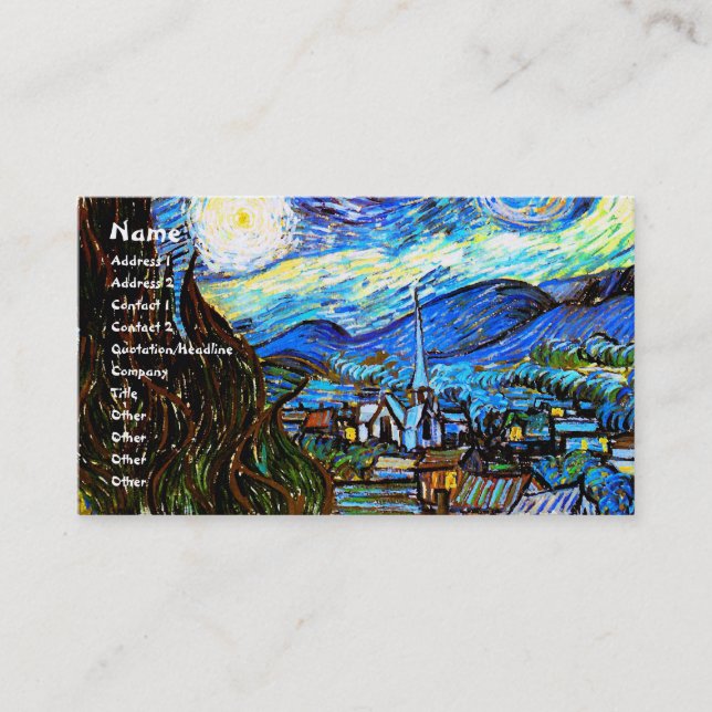 Starry Night Van Gogh Fine Art Visitkort (Framsida)