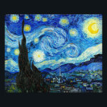 Starry Night - Van Gogh Fototryck<br><div class="desc">Starry Natt är en olja på målarduk av nederländsk Post-Impressionist målare Vincent van Gogh. I juni 1889 skildras den bild som hans asylrum vid Saint-Rémy-de-Provence,  precis före soluppgången,  hade från det öster-vända fönstret,  med tillägg av en tänkt by</div>