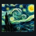 Starry Night Van Gogh Fractal art Poster<br><div class="desc">Mer om detta kan du gå till Om den här designen: Starry Night är en målning av den nederländska konstnären Vincent van Gogh och skildrar åsikten utanför hans sanitär rumsfönster på natten. Enligt uppgift målades det från minnet under dagen. Starry Night anses normalt vara Van Goghs underbarare och mest igenkännliga...</div>