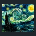 Starry Night Van Gogh Fractal art Poster<br><div class="desc">Mer om detta kan du gå till Om den här designen: Starry Night är en målning av den nederländska konstnären Vincent van Gogh och skildrar åsikten utanför hans sanitär rumsfönster på natten. Enligt uppgift målades det från minnet under dagen. Starry Night anses normalt vara Van Goghs underbarare och mest igenkännliga...</div>