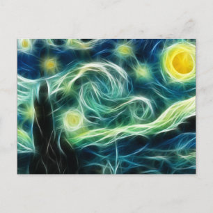 Starry Night Van Gogh Fractal art Vykort