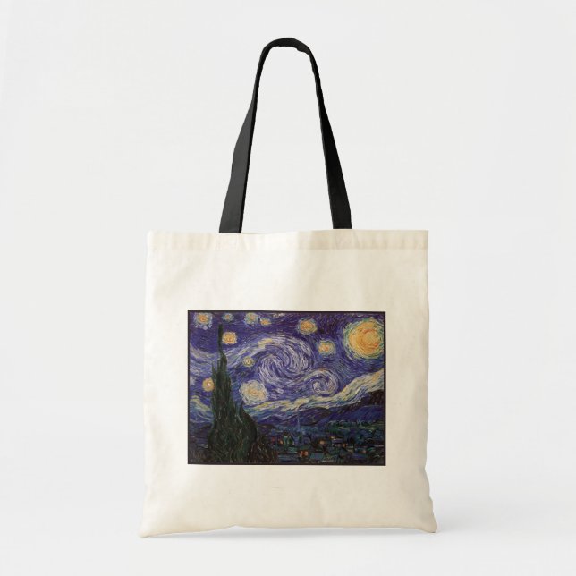 Starry Night, Van Gogh Fransk Town Saint Remy Tote Tygkasse (Framsidan)