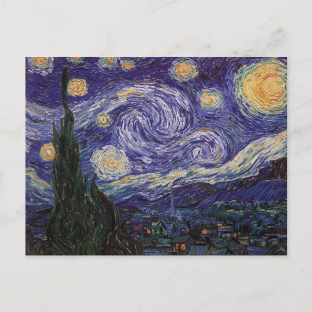 Starry Night, Van Gogh Fransk Town Saint Remy Vykort (Framsida)