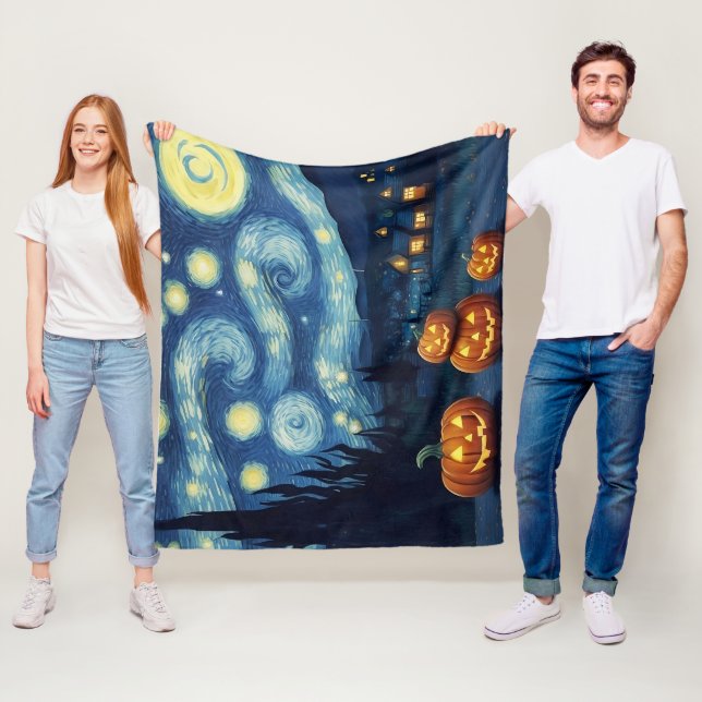 Starry Night Van Gogh Halloween Fleecefilt (På plats)
