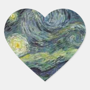 Starry Night - van Gogh Hjärtformat Klistermärke