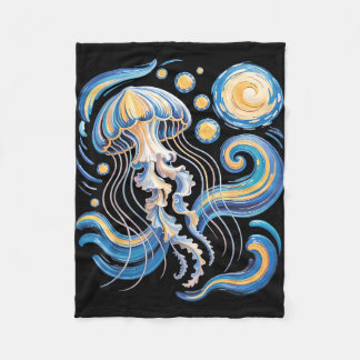 Starry night van gogh jellyfish scuba diving surf fleecefilt