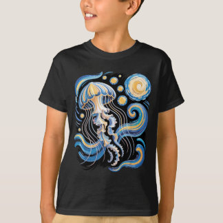 Starry night van gogh jellyfish scuba diving surf t shirt