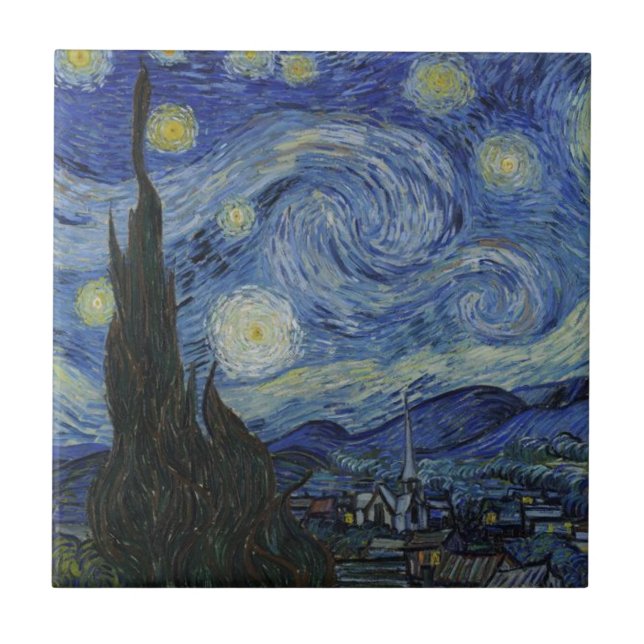 Starry Night - Van Gogh Kakelplatta (Framsidan)