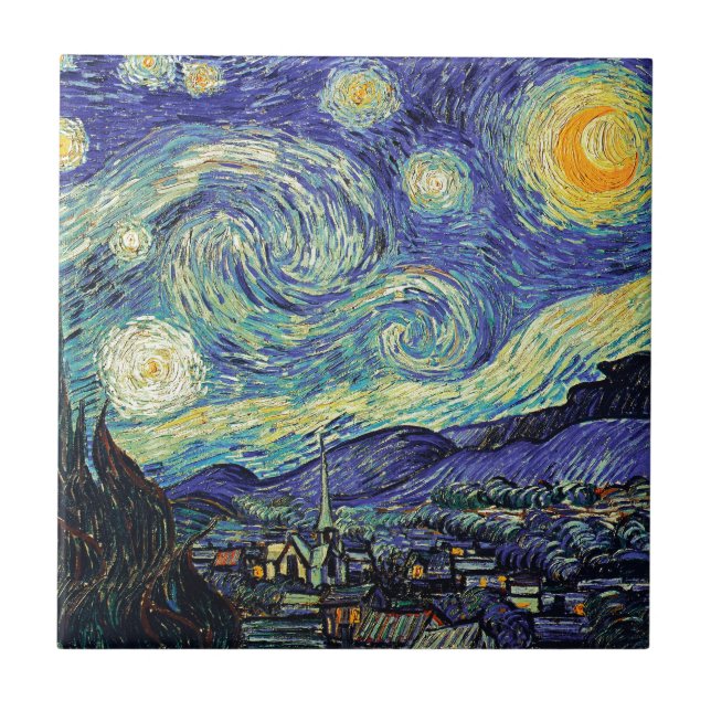 Starry Night Van Gogh Post-Impressionist Painting Kakelplatta (Framsidan)