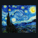 Starry Night - Van Gogh Poster<br><div class="desc">Starry Natt är en olja på målarduk av nederländsk Post-Impressionist målare Vincent van Gogh. I juni 1889 skildras den bild som hans asylrum vid Saint-Rémy-de-Provence,  precis före soluppgången,  hade från det öster-vända fönstret,  med tillägg av en tänkt by</div>