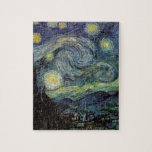 Starry Night - van Gogh Pussel<br><div class="desc">Från gruvarbetarlampan Nuenen till den som han placerade på sin fönstersida efter scenen med Gauguin; från kvällsstjärnan noterade han 1875 i Corot Olive Orchard till brev i augusti 1888 till sin bror, där han sade: "En dag eller annan kommer du att se en bild av själva huset badas i solljus,...</div>