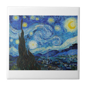 "STARRY NIGHT" VINCENT VAN GOGH ART CERAMIC TILE KAKELPLATTA