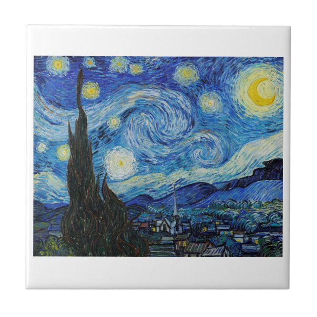 "STARRY NIGHT" VINCENT VAN GOGH ART CERAMIC TILE KAKELPLATTA (Framsidan)