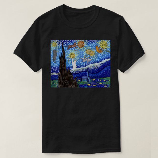 Starry Night Vincent van Gogh Berömd Painting Star T Shirt (Design framsida)