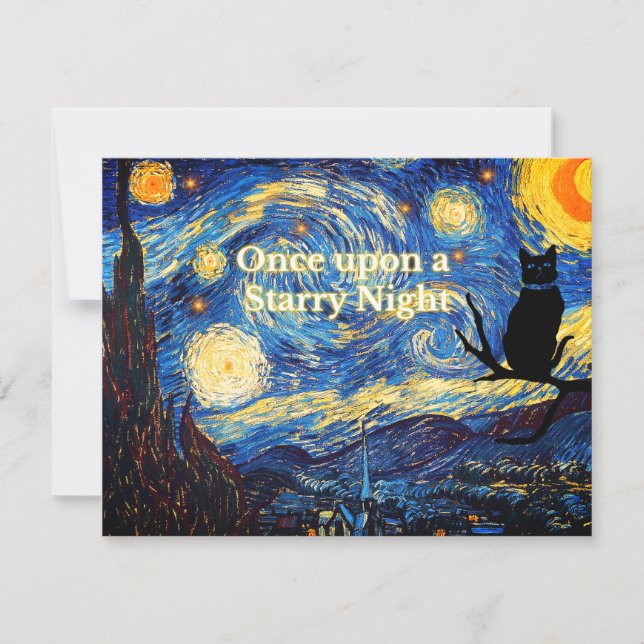Starry Night Vincent van Gogh Cat Greeting Card Tack Kort (Framsida)