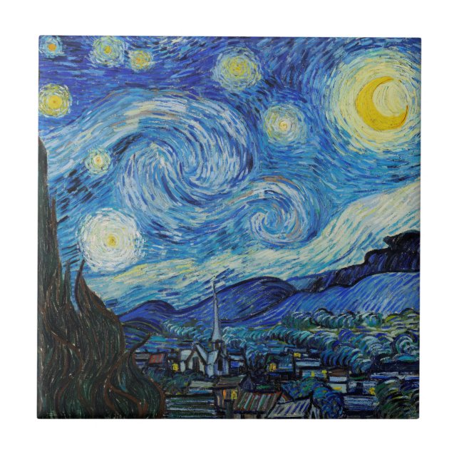 Starry Night Vincent Van Gogh Ceramic Tile Kakelplatta (Framsidan)