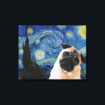 Starry Night Vincent Van Gogh Cute Pug Hund Canvastryck<br><div class="desc">Om du kärlek Vincent van Gogh och Pugs är det här teckningen till dig! Underbar som gåva.</div>