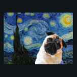 Starry Night Vincent Van Gogh Cute Pug Hund Poster<br><div class="desc">Om du kärlek Vincent van Gogh och Pugs är det här teckningen till dig! Underbar som gåva.</div>