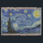 Starry Night Vincent van Gogh Filt<br><div class="desc">Den här vackra bran visar den nederländske efterbildaren Vincent van Goghs berömd, "Stjärnnatten". Under sin vistelse på Saint Remy-asyl på 1880-talet skildrade van Gogh det rullande backe och cypress träd som han såg från sitt fönster. Han lade också till byn, som han inte kunde se från sitt fönster, och den...</div>