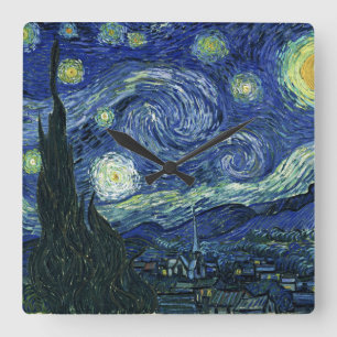 Starry Night Vincent van Gogh Fine Art Painting Fyrkantig Klocka