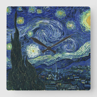 Starry Night Vincent van Gogh Fine Art Painting Fyrkantig Klocka