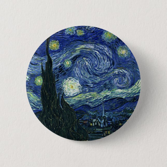 Starry Night Vincent van Gogh Fine Art Painting Knapp (Framsida)
