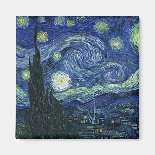 Starry Night Vincent van Gogh Fine Art Painting Magnet (Framsidan)