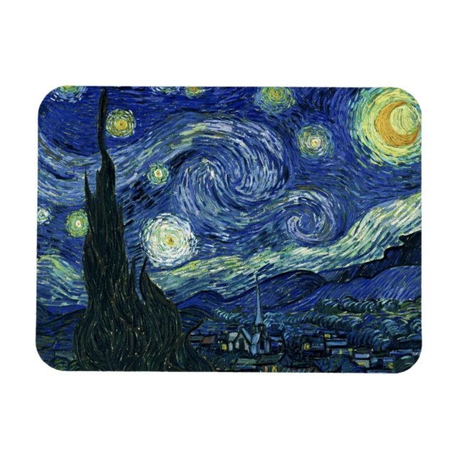 Starry Night Vincent van Gogh Fine Art Painting Magnet (Horisontell)