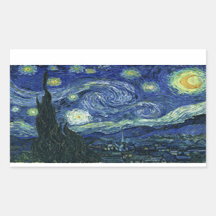 Starry Night Vincent van Gogh Fine Art Painting Rektangulärt Klistermärke