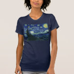 Starry Night Vincent van Gogh Fine Art Painting Tee Shirt<br><div class="desc">Vincent van Gogh (holländska, 1853-1890) Starry Night, 1889, Oil on canvas Unframed: 73 × 92 cm (28, 7 × 36, 2 tum) Denna tavla skildrar synen från det öster-vända fönstret på Van Goghs asylrum på Saint-Rémy-de-Provence, tillade, tillade en idealiserad by. Det har funnits i den permanenta samlingen av Modern Art-museet...</div>
