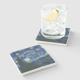 Starry Night Vincent van Gogh Fine Art Painting Underlägg Sten