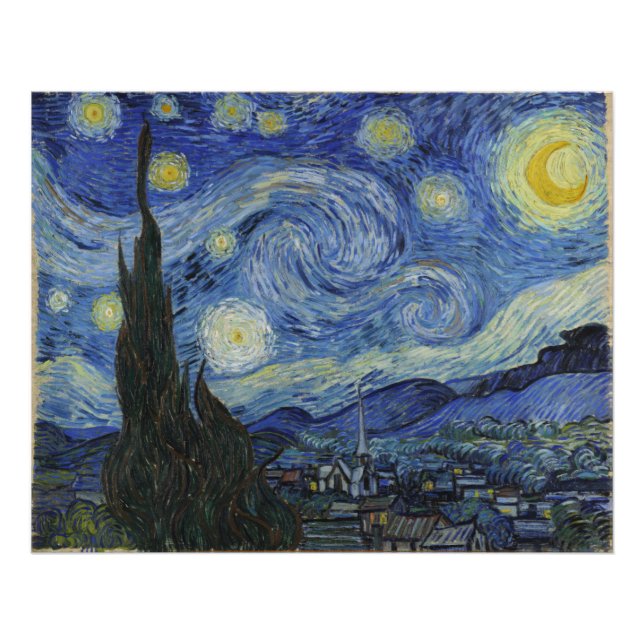 Starry Night Vincent Van Gogh Fototryck (Framsidan)