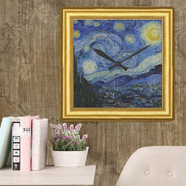 Starry Night, Vincent Van Gogh Framed Fyrkantig Klocka