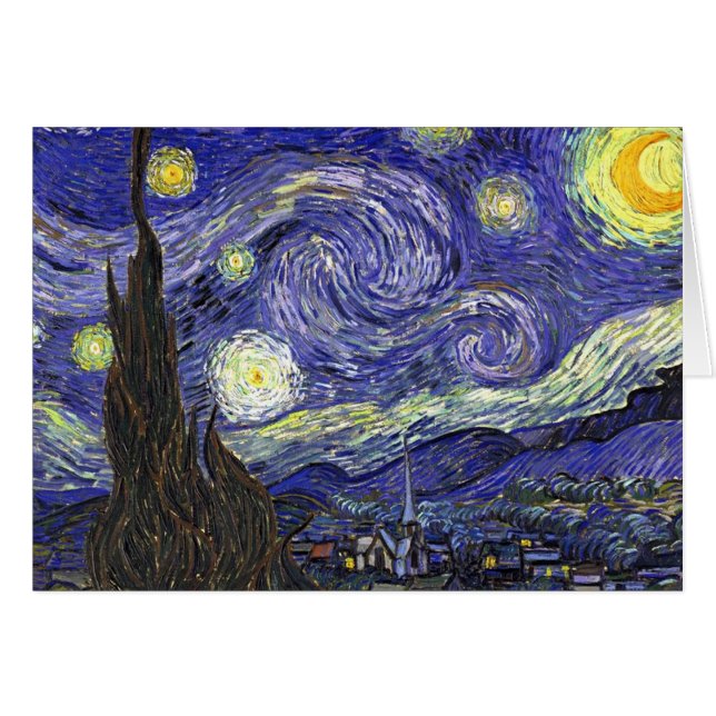 Starry Night, Vincent Van Gogh. Hälsningskort (Framsidan Horizontal)