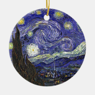 Starry Night, Vincent Van Gogh. Julgransprydnad Keramik