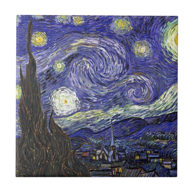 Starry Night, Vincent Van Gogh. Kakelplatta (Framsidan)