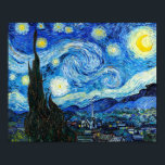 Starry Night Vincent Van Gogh Landscape Art Poster<br><div class="desc">En av de mest välkända oljemålningarna i den nederländska Post-Impressionististen Vincent van Gogh är hans mästerverk "The Starry Night" (1889), en drömmande nattlandskapsmålning, som finns på denna bra konsttryckning poster. Den nederländske Post-Impressionististen Vincent van Gogh skapat en oljemålning på canvas med titeln The Starry Night. Den målades i juni 1889...</div>