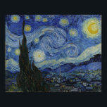 Starry Night Vincent van Gogh Painting Poster<br><div class="desc">Den här vackra bran visar den nederländske efterbildaren Vincent van Goghs berömd, "Stjärnnatten". Under sin vistelse på Saint Remy-asyl på 1880-talet skildrade van Gogh det rullande backe och cypress träd som han såg från sitt fönster. Han lade också till byn, som han inte kunde se från sitt fönster, och den...</div>