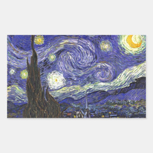 Starry Night, Vincent Van Gogh. Rektangulärt Klistermärke