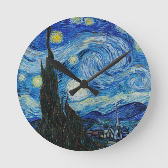 Starry Night Vincent Van Gogh   Rund Klocka (Framsida)