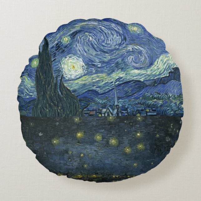 Starry night Vincent van Gogh Rund Kudde (Framsidan)