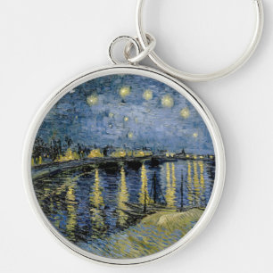 Starry Night Vincent van Gogh Rund Silverfärgad Nyckelring