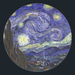 Starry Night, Vincent Van Gogh. Runt Klistermärke<br><div class="desc">Starry Night,  Vincent Van Gogh. Berömdens bra konst. Liggande oljemålning.</div>