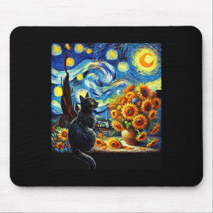 Starry Night Vincent Van Gogh Sunblommor Cat Lover Musmatta