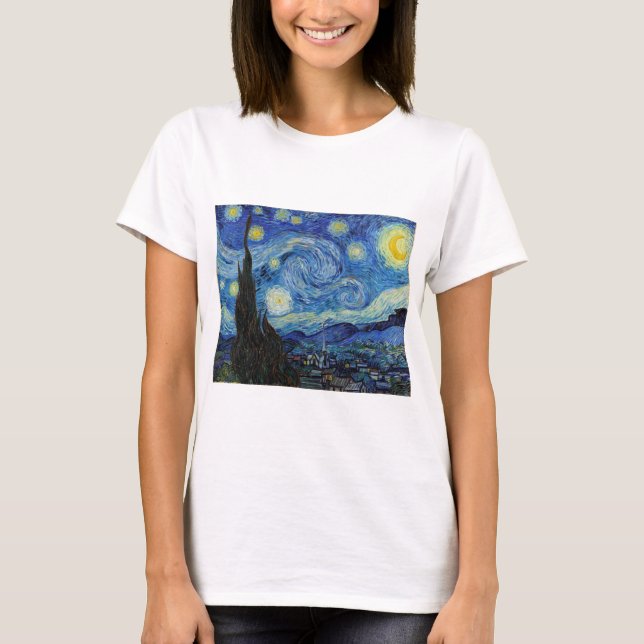 Starry Night, Vincent van Gogh T Shirt (Framsida)