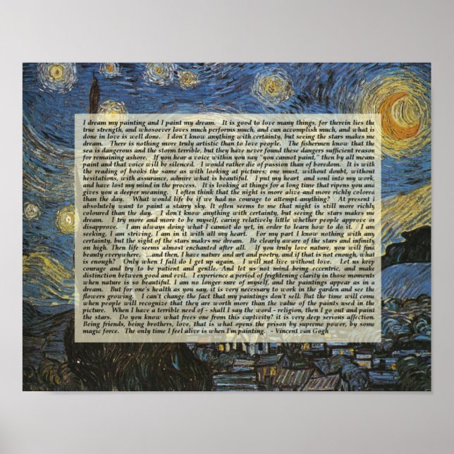 Starry Night Vincent's Ord Artist Print Poster (Framsidan)