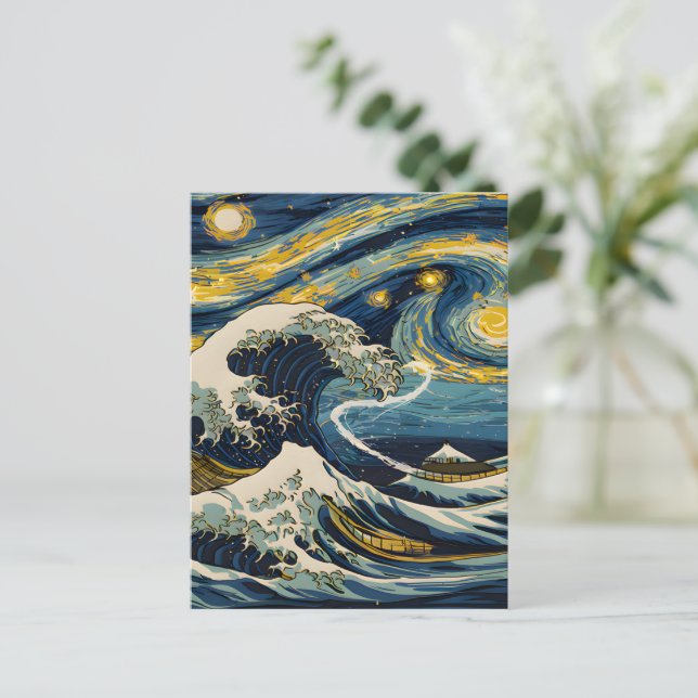 Starry Night Wave Vykort (Stående Fram)