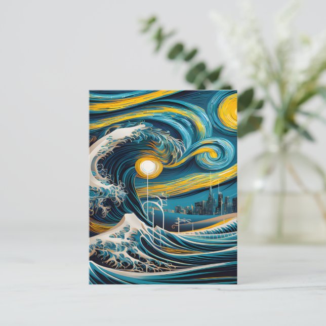Starry Night Wave Vykort (Stående Fram)