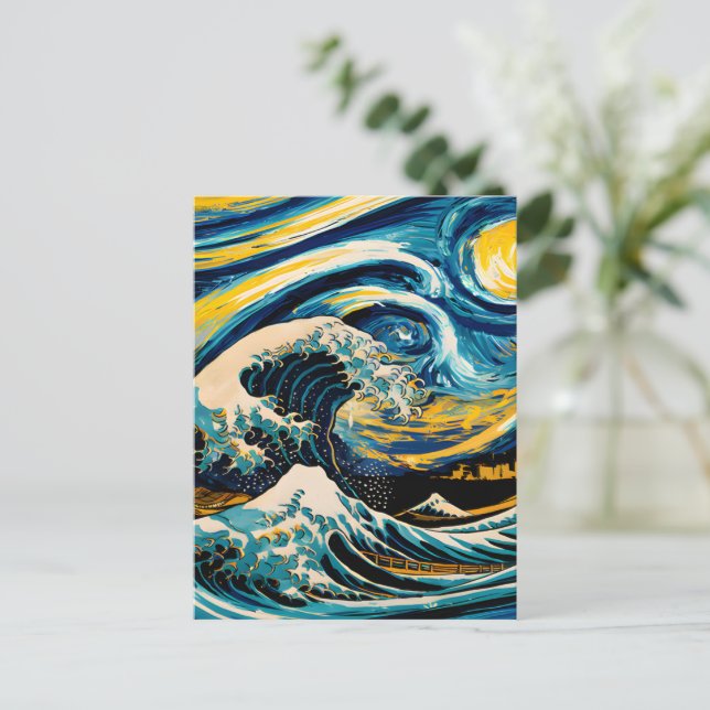Starry Night Wave Vykort (Stående Fram)
